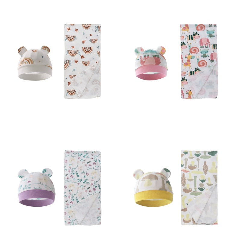 Chăn Quấn Em Bé Sơ Sinh Kèm Nón Xinh Xắn