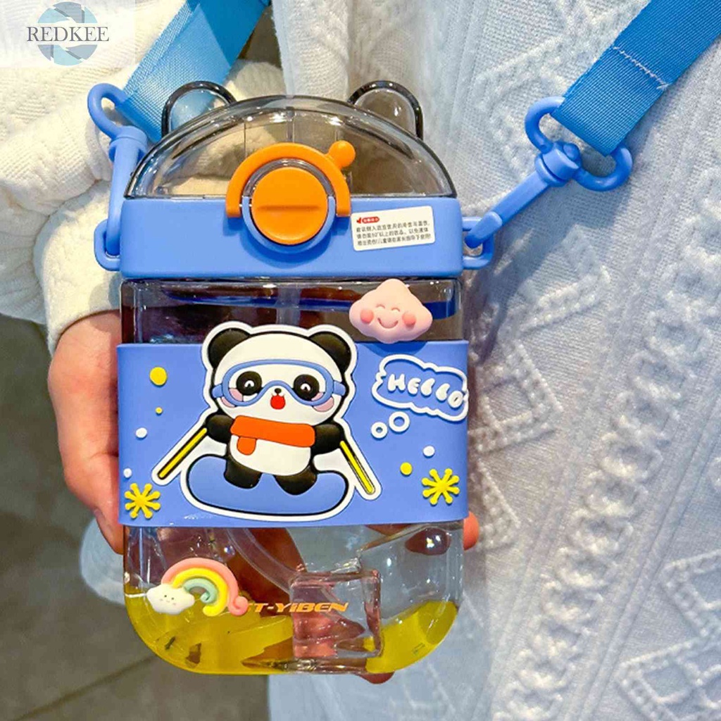 Bình Nước Thể Thao 470ml Có Ống Hút Họa Tiết Gấu Dễ Thương Cho Bé