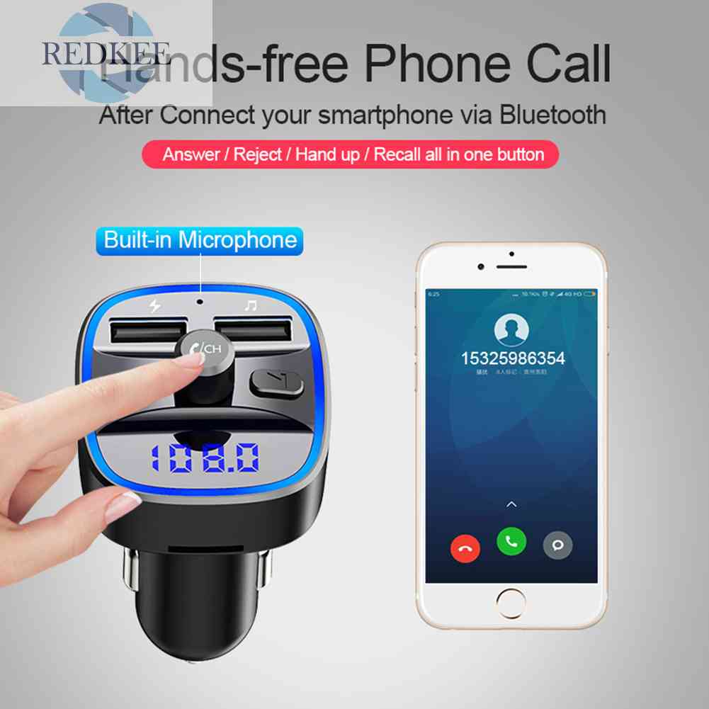 Máy Phát MP3 T25 Kết Nối Bluetooth 5.0 Kiêm Đài FM Sạc Nhanh Cổng USB Cho Xe Hơi