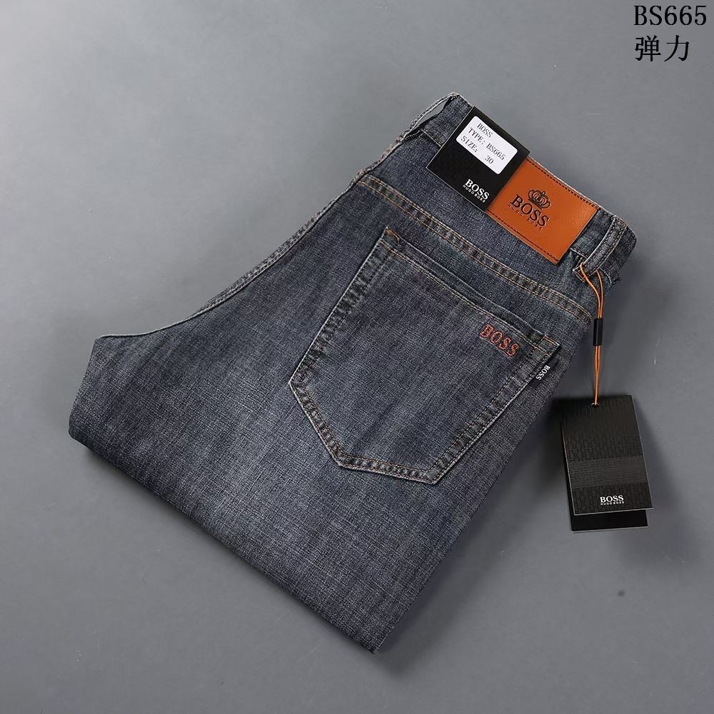 XHYQ BOSS jeans men's spring and autumn high-end business straight slim fit hot pants European and American big brand all-match men's pants