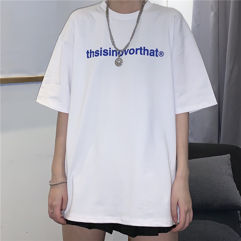 Áo Thun Nữ Ngắn Tay In Chữ Phong Cách Hàn Quốc Năng Động