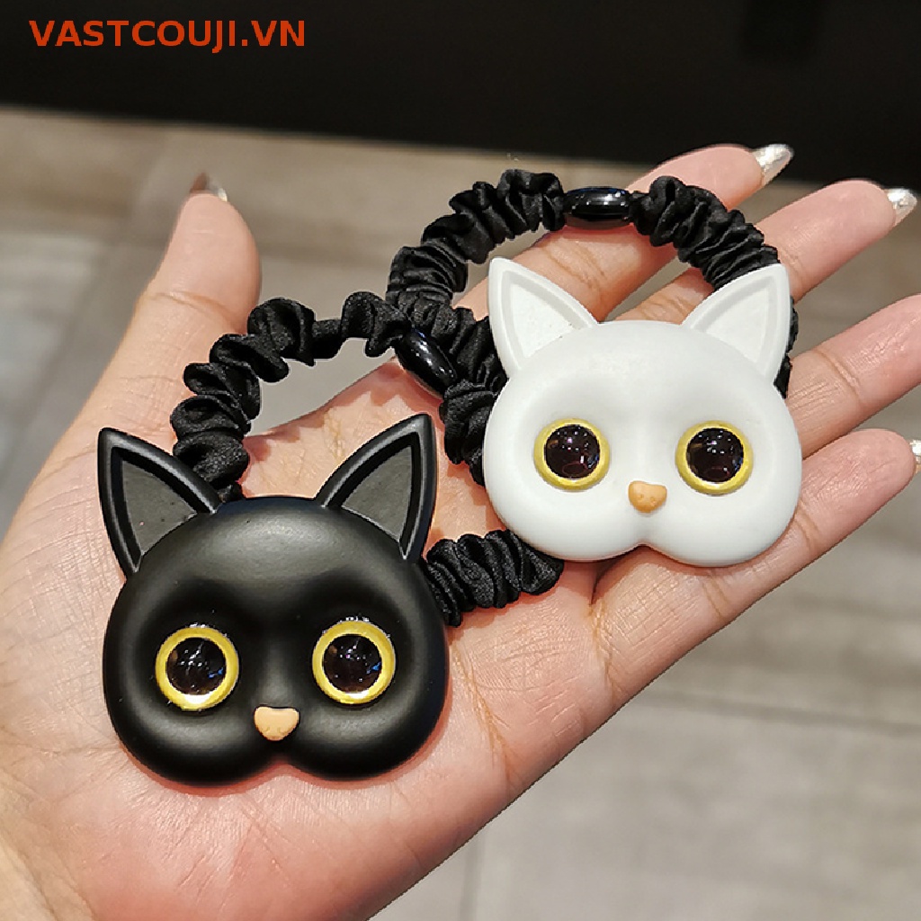 Dây Buộc Tóc Cao Su Co Giãn Hình Mèo Dễ Thương Phong Cách Hàn Quốc Cho Bé Gái