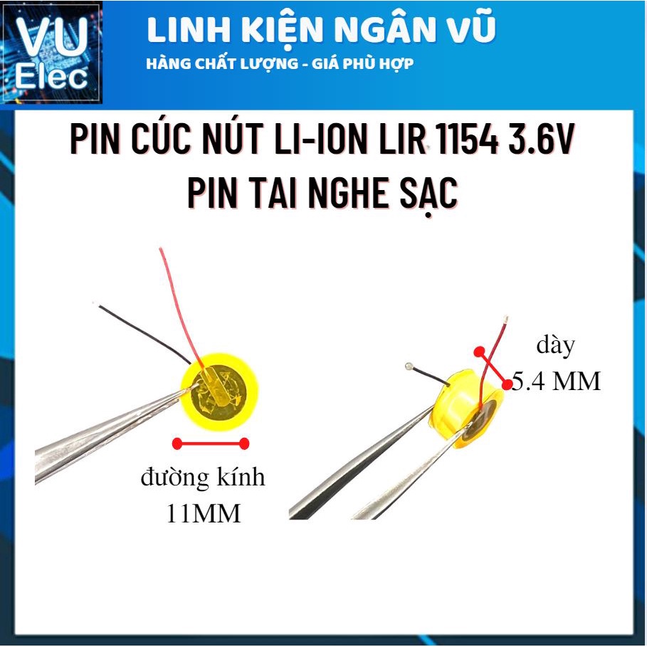 Pin nút Li-ion 3.6V LIR 50-120mAh (Lithium ion) cho tai nghe Bluetooth TWS siêu sịn có thể sạc lại được