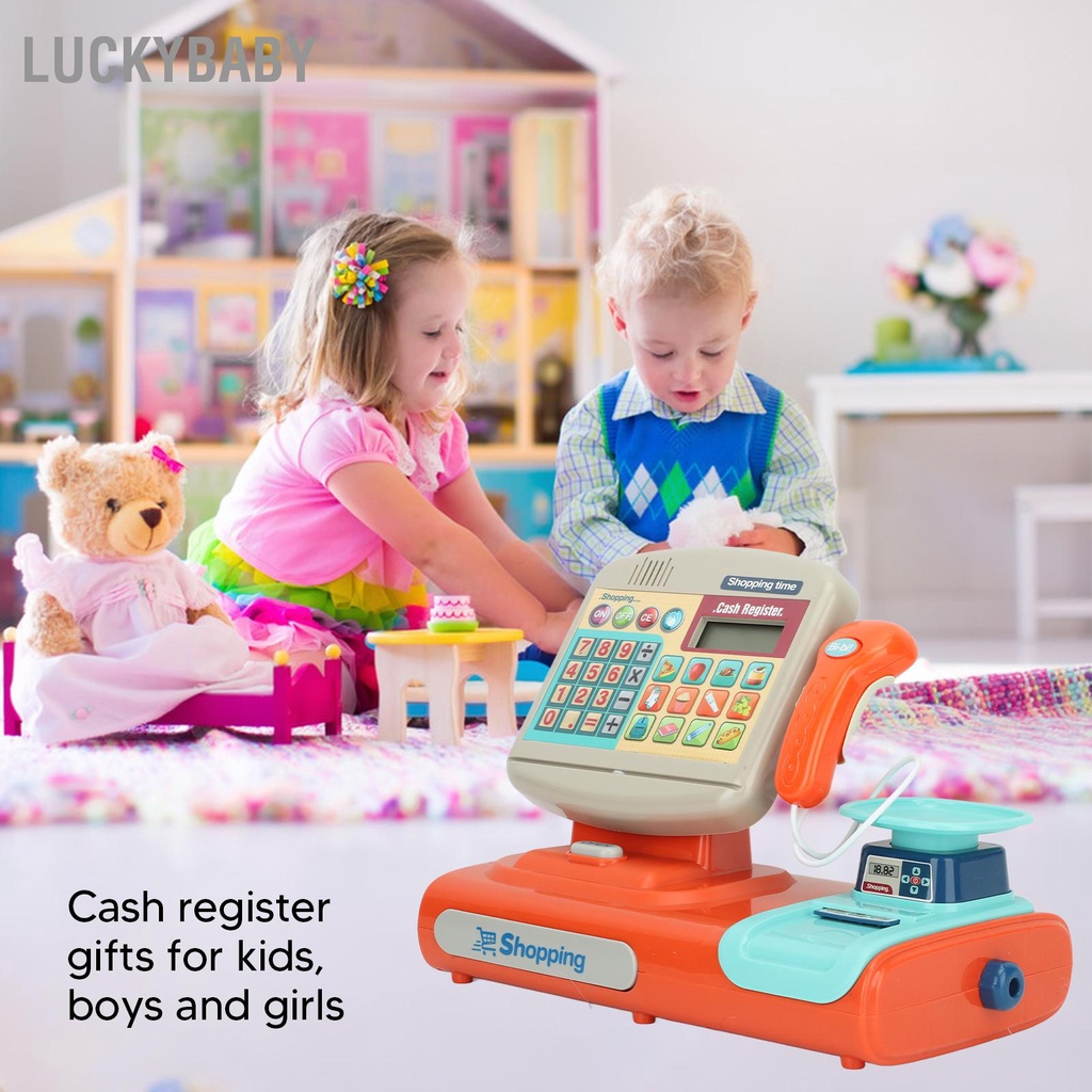 LUCKYBABY Đồ chơi thu ngân có âm thanh điện tử Máy tính tiền Playset Quà tặng sinh nhật cho trẻ mới biết đi