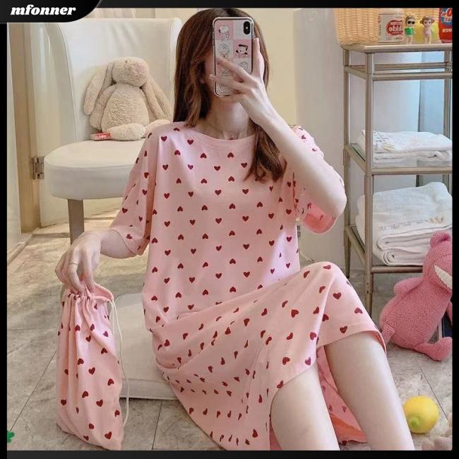 Đồ ngủ Tay Ngắn Cổ Tròn Dáng Rộng Thoáng Khí Thời Trang Mùa Hè Xinh Xắn Cho Nữ