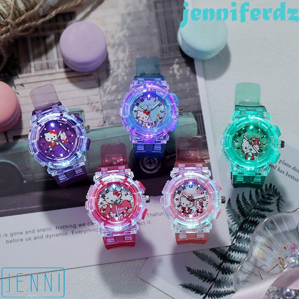Đồng Hồ Đeo Tay JENIFERDZ Trong Suốt Chống Nước In Hình Mèo Hello Kitty Thời Trang Cho Học Sinh Trẻ Em