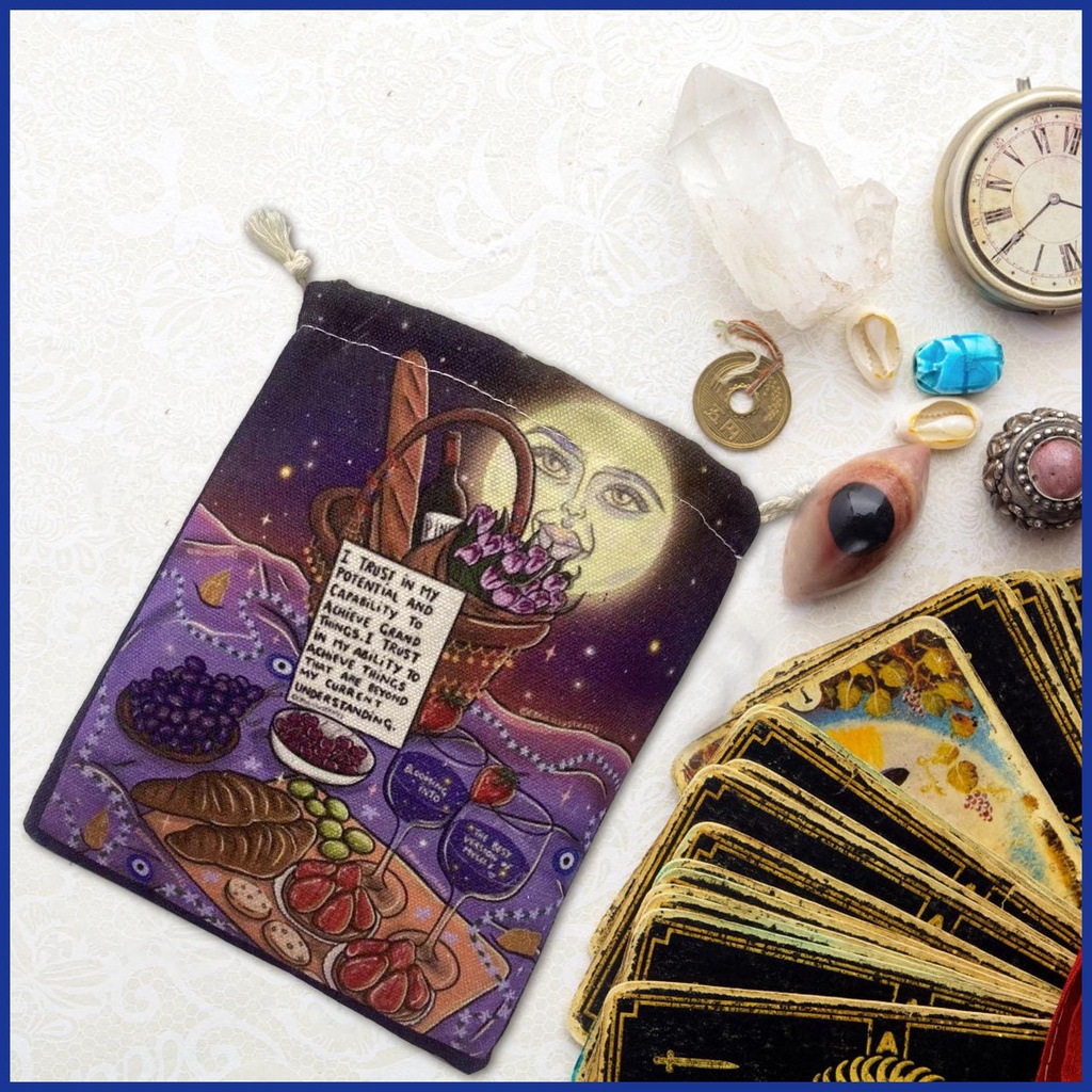 Túi Vải Đựng Bài Tarot Hình Mặt Trăng 5X7 Inch Đa Năng Tiện Dụng