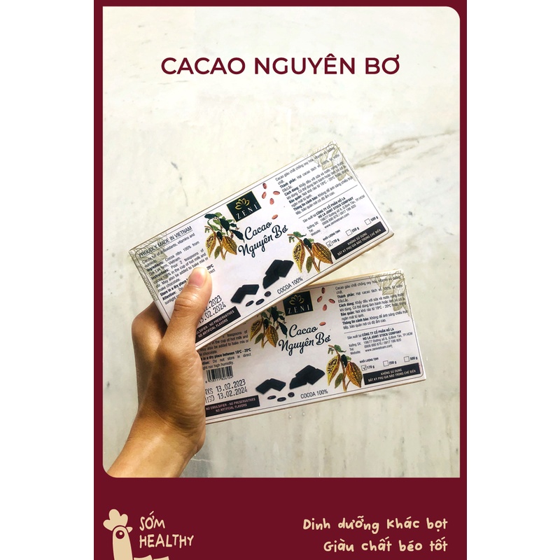Cacao Nguyên Bơ Zeni Thuần Việt Lên Men Không Hóa Chất 170gr Pure VietNam Cocoa Fermentation Bar
