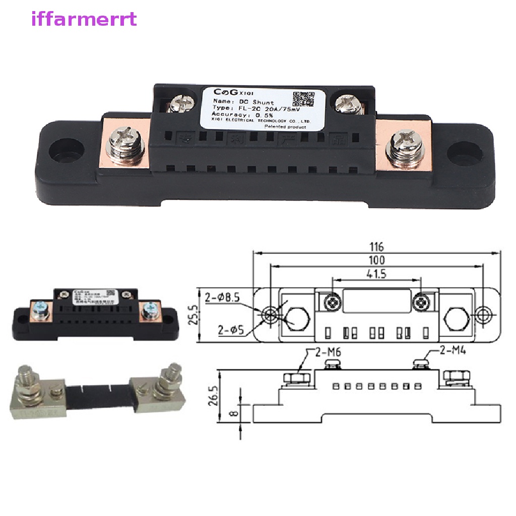 Điện Trở Dòng Điện Shunt FL-2C 10A 15A 20A 30A 50A 75MV Kèm Đế