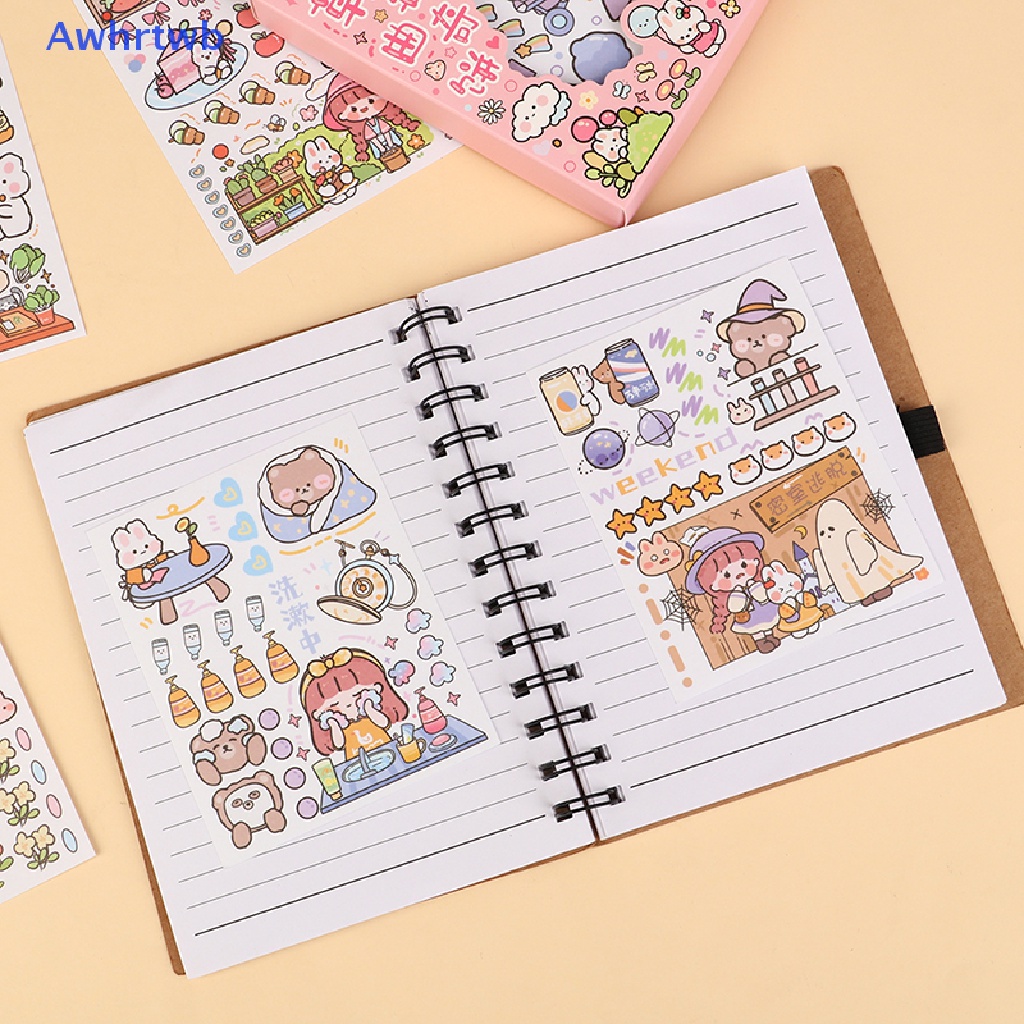 Set 50 Tấm Sticker Dán Trang Trí Sổ Tay Diy Hình Cô Gái Và Động Vật Dễ Thương Mới