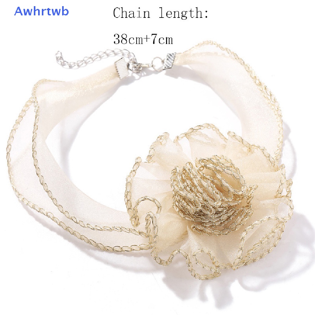 Vòng Cổ Choker Vải Lưới Ba Chiều Trong Suốt Mặt Hoa Đơn Giản Mới