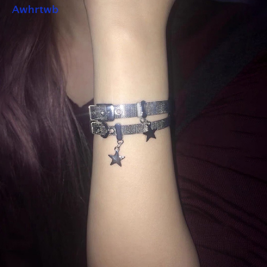 Vòng Tay Dây Da Mặt Hình Ngôi Sao Phong Cách Punk Y2k Mới