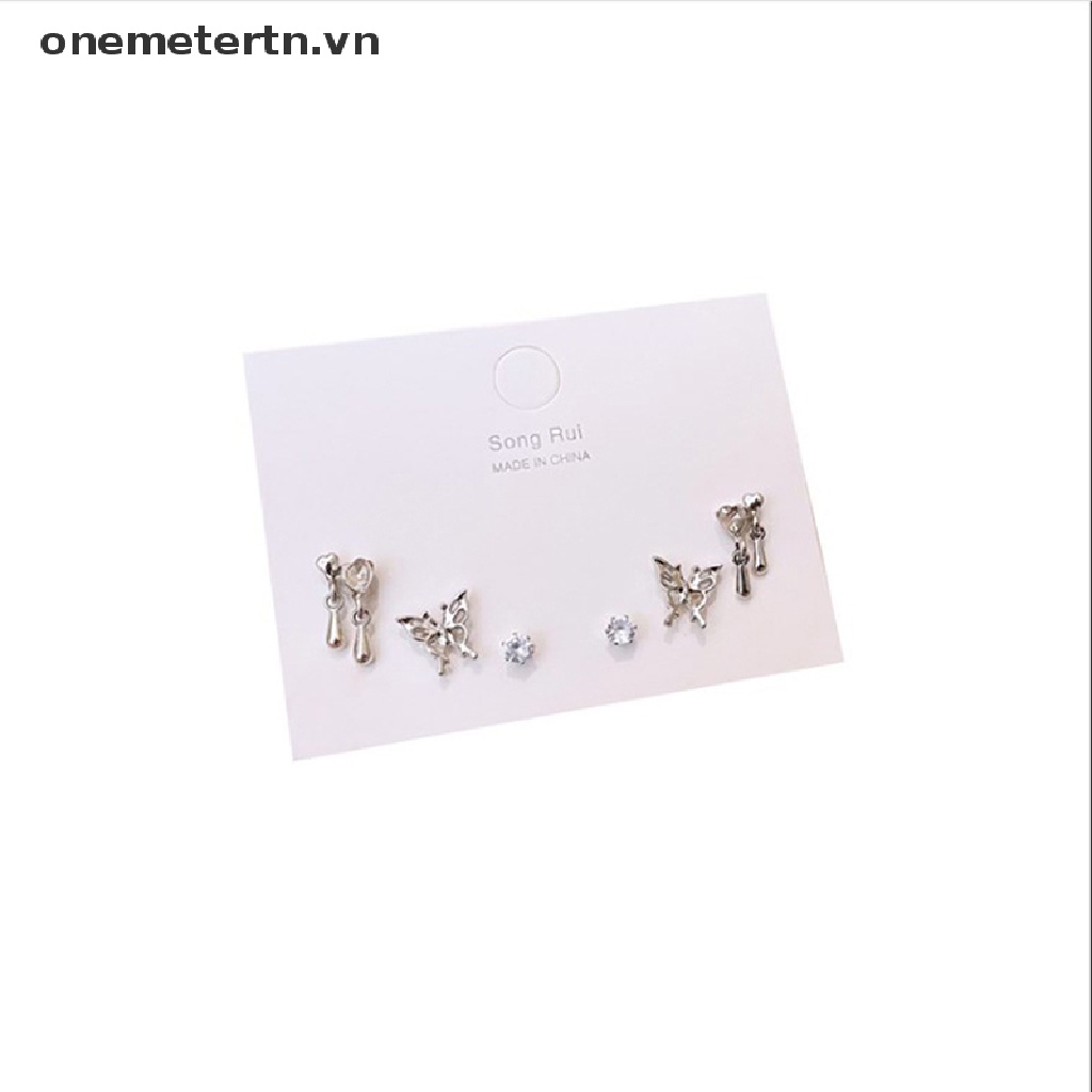 Set 6 Bông Tai Bạc Dạng Vòng Phong Cách Vintage Hàn Quốc Thời Trang Cho Nữ Y2K