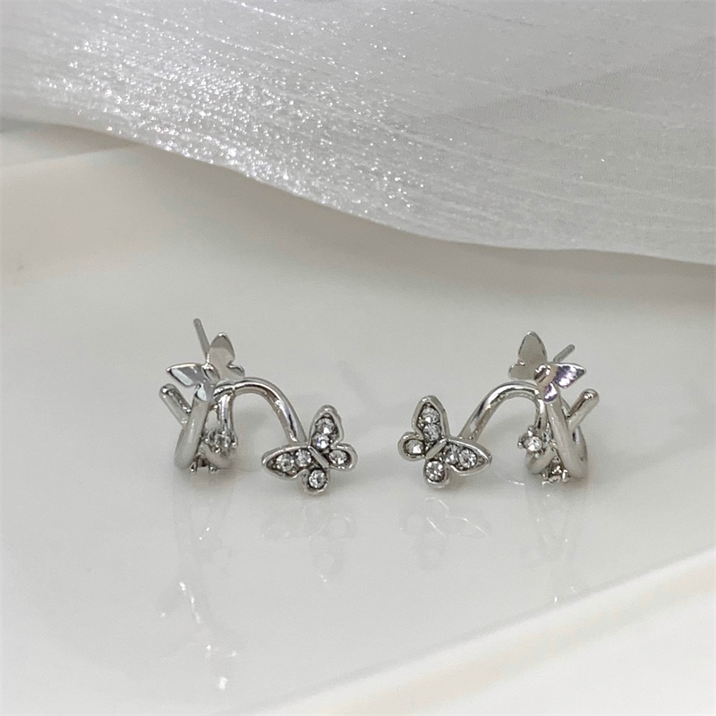 Khuyên Tai Hình Bướm Ba Chiều Bằng Bạc Cao Cấp Phong Cách Mới 2022