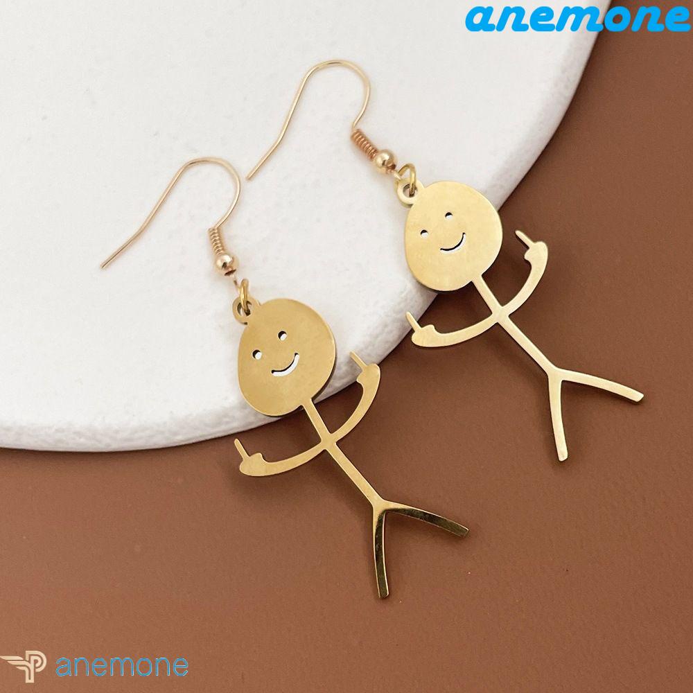 Khuyên Tai Thả Xỏ Lỗ Họa Tiết Doodle Phong Cách Punk Vui Nhộn Cho Nữ