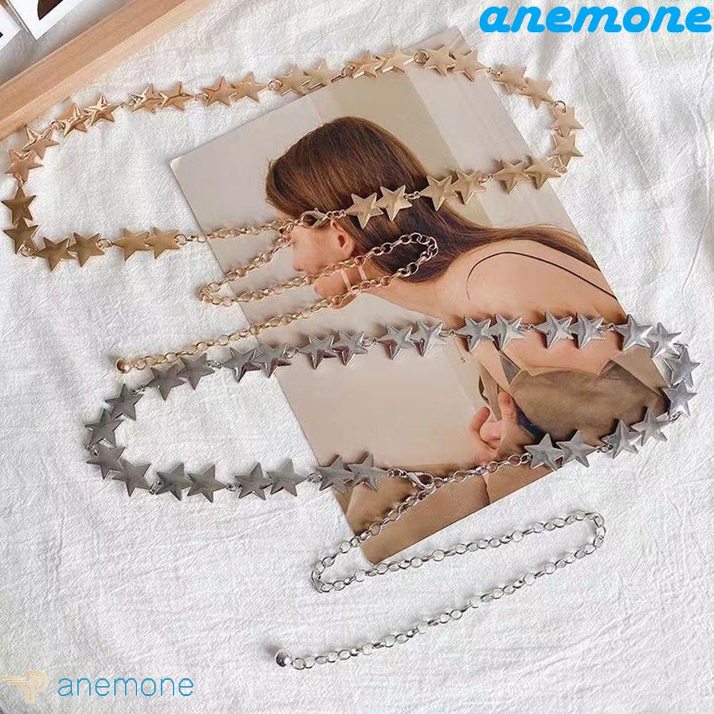 Thắt Lưng Dây Xích Bằng Kim Loại Trang Trí Hình Ngôi Sao Phong Cách Punk Cổ Điển Có Thể Điều Chỉnh