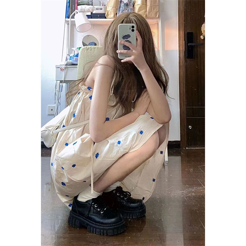 Đầm Hai Dây Dáng Chữ A Họa Tiết Màu Nhuộm Thời Trang Mùa Hè 2023 Mới