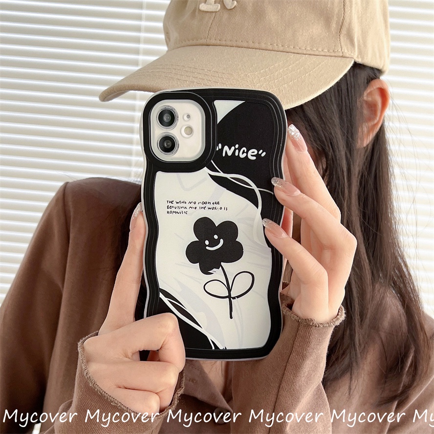 Ốp Điện Thoại Silicon Mềm Họa Tiết Hoa Bướm Trắng Đen Tối Giản Cho iPhone 14 13 12 11 Pro Max X XR Xs Max 6 7 8 Plus