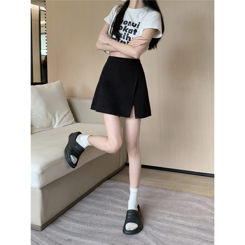 SUXI Chân Váy Chữ A Lưng Cao Màu Sắc Đơn Giản Thời Trang Mùa Hè Cho Nữ