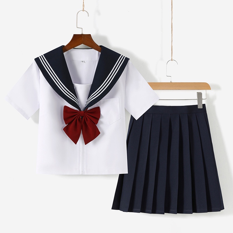 Bộ Đồng Phục Học Sinh Nhật Bản JK Cổ Thủy Thủ Ba Cuốn Sách Trắng Ba Quyển Sách Kansai Hàng Có Sẵn