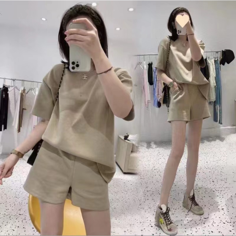 Set Đồ Thể Thao Hai Món Dáng Rộng Thời Trang Mùa Hè Phong Cách Hàn Quốc Cho Nữ