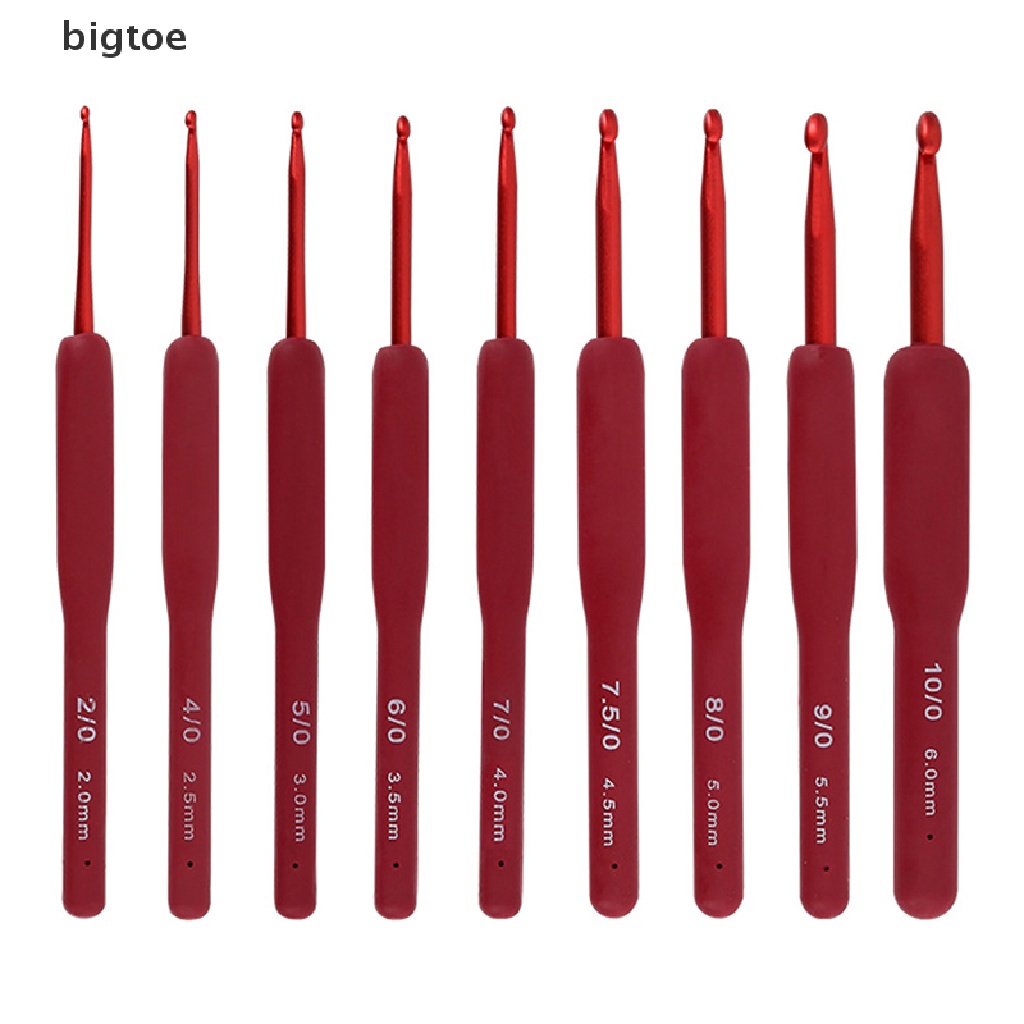 1 Móc Đan Len Tay Cầm Bằng Silicone Màu Đỏ Kích Thước 2 / 2.5 / 3 / 3.5 / 4 / 4.5 / 5 / 5.5 / 6mm