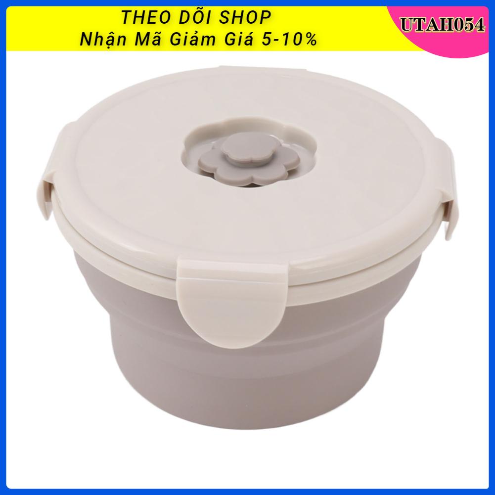 Utah054 Bát Có Thể Gập Lại 540Ml Silicone Cấp Thực Phẩm Chống Rò Rỉ Lò Vi Sóng Gấp Gọn An Toàn Cắm Trại Cho Văn Phòng Du Lịch Ngoài Trời