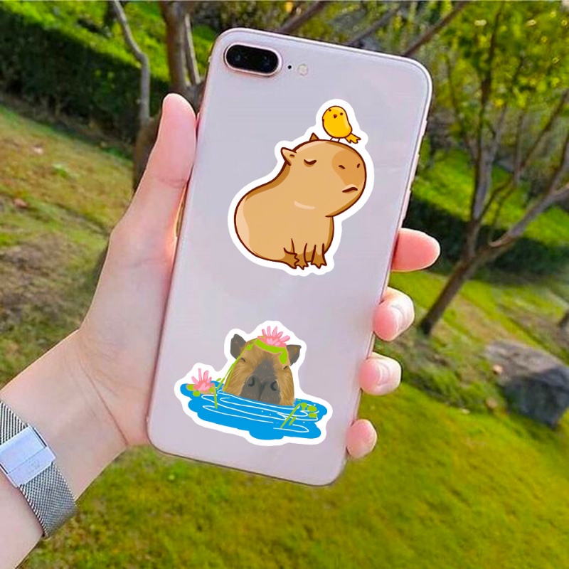 Z&M❀ Sticker Dán Trang Trí Xe Hơi Capybara ❀ Bộ 50 Miếng Dán Chống Thấm Nước Hình Động Vật Dễ Thương