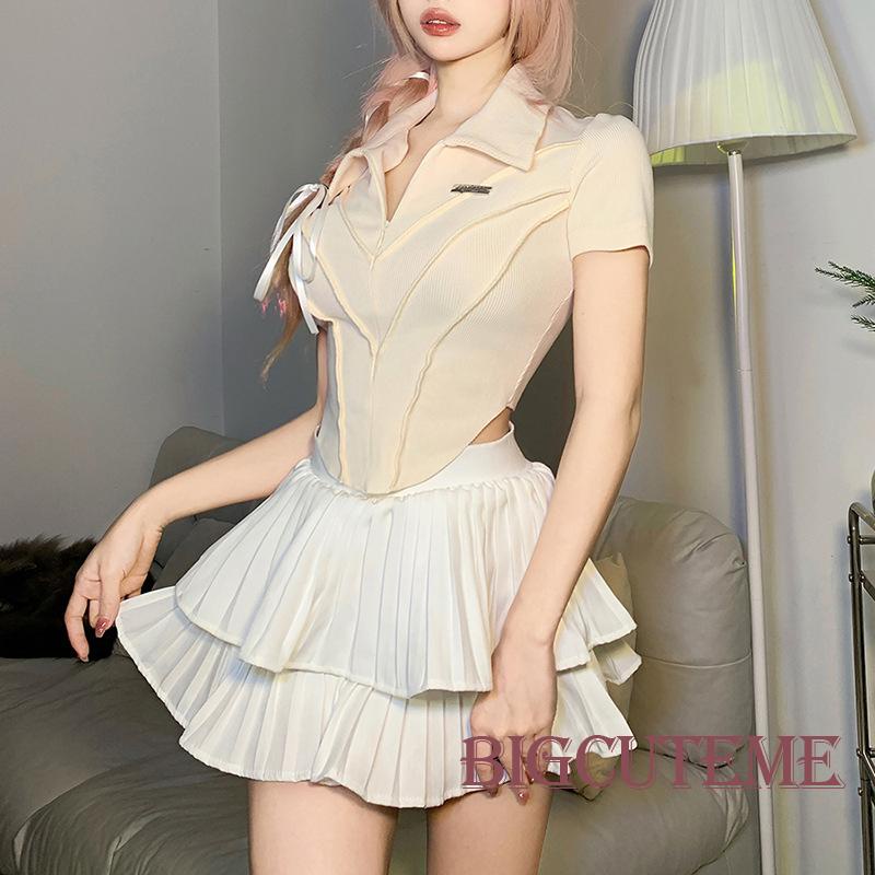 [] Áo Crop Top Dệt Kim Tay Ngắn Viền Độc Đáo Phong Cách Đường Phố Thời Trang Xuân Hè Đi Tiệc Thường Ngày Cho Nữ