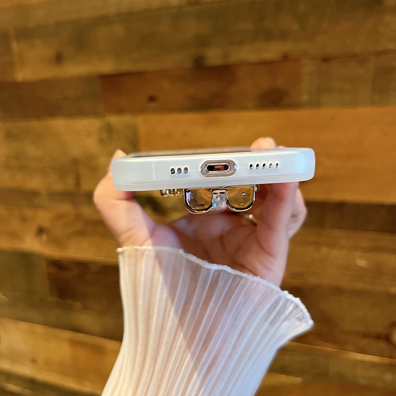 Ốp Điện Thoại iPhone 14 13 12 11 Pro max 14 plus Silicon case ốp lưng điện thoại iphone 14promax Nhựa Dẻo Mạ Màu Kim Tuyến Sang Trọng Có Giá Đỡ Hình Gấu Viền Lượn Sóng Cho iP 11 12 13 14 Pro max 14 plus