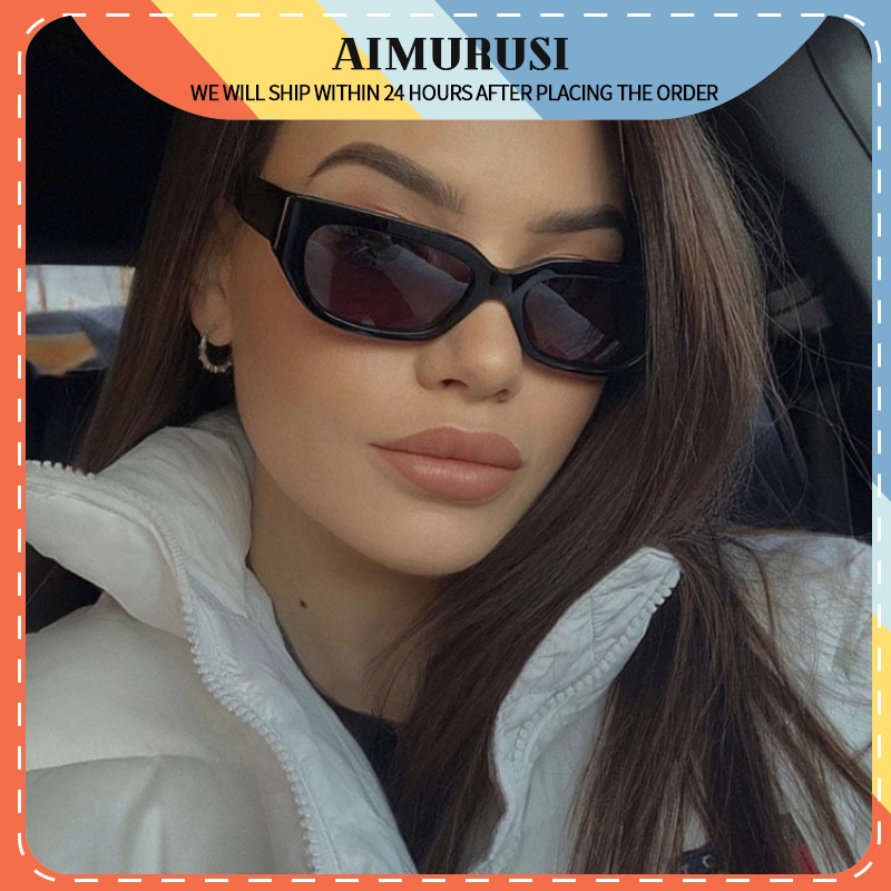 (AIMURUSI) COD Kính Râm Gọng Vuông Nhỏ Phong Cách Âu Mỹ Vintage Thời Trang Cho Nữ