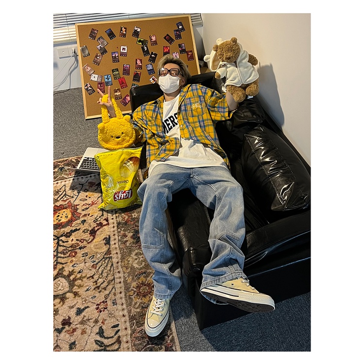 Áo Sơ Mi Tay Ngắn Họa Tiết Kẻ Sọc Màu Vàng Phong Cách Cổ Điển Thời Trang Xuân Thu 2023 Cho Nam Và Nữ