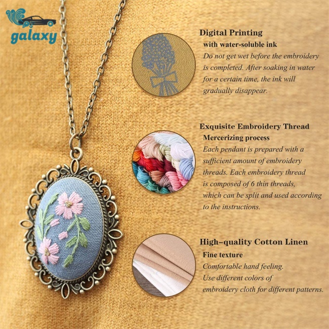 Galaxy Bộ Vòng cổ + Chỉ Thêu Nghệ Thuật Diy