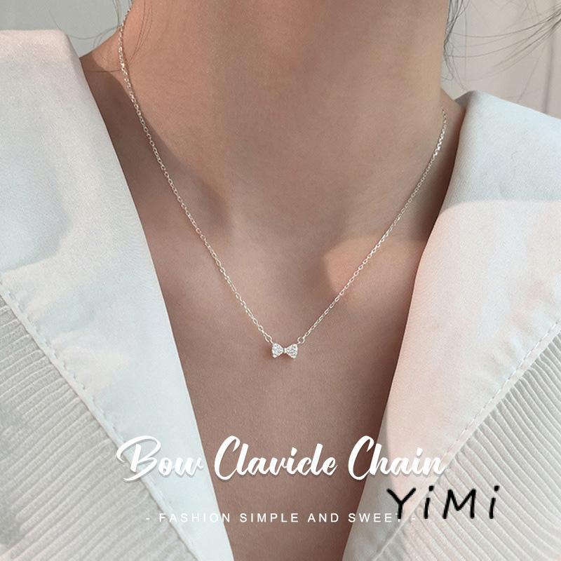 【Thanh toán đích】Vòng cổ Mặt Nơ Pha Lê Dễ Thương Thời Trang Cho Nữ