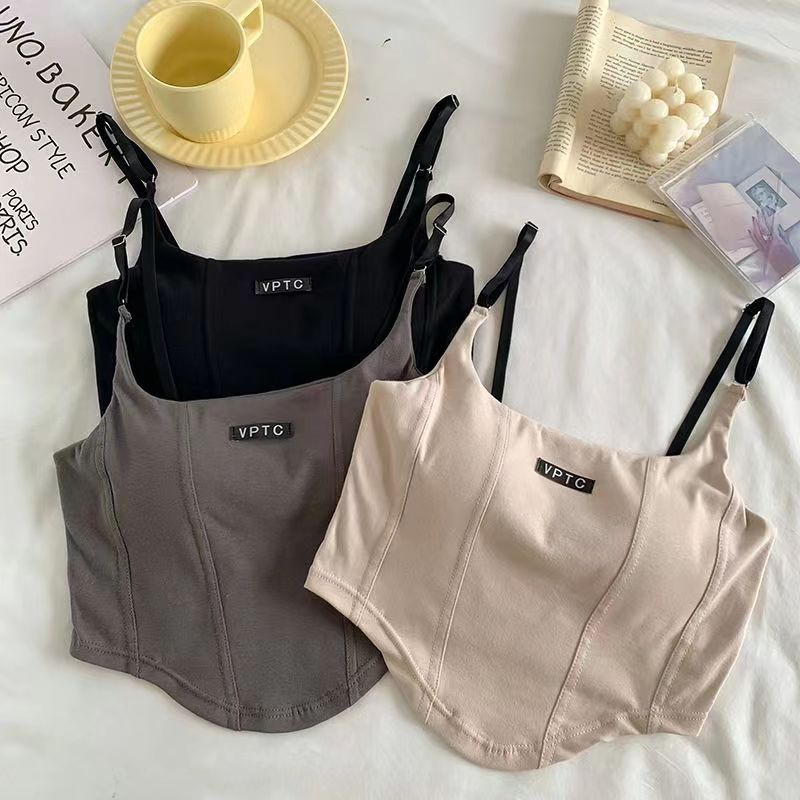 Áo Hai Dây In Chữ Phong Cách Pháp Thời Trang Mùa Hè Quyến Rũ Cho Nữ