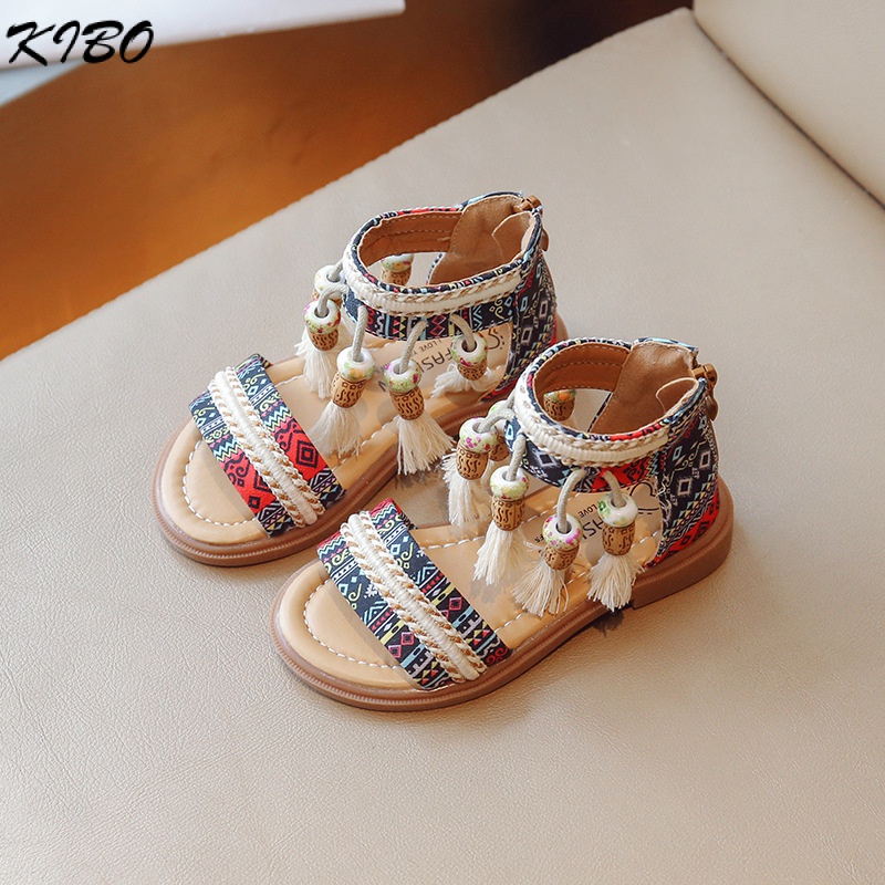 Sandal Đính Hạt Tua Rua Phong Cách Mới Cho Bé Gái