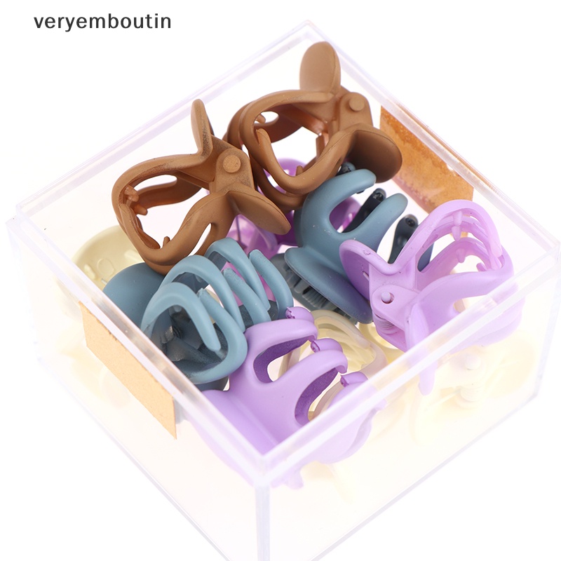 Set 10 Kẹp Tóc Càng Cua Mini 3cm Bằng Nhựa Nhám Họa Tiết Hình Học Cho Nữ