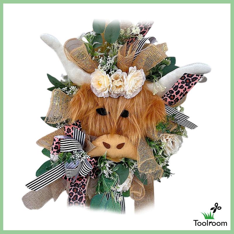 Vòng Hoa Hình Bò Treo Cửa Trước Trang Trí Kích Thước 16inch