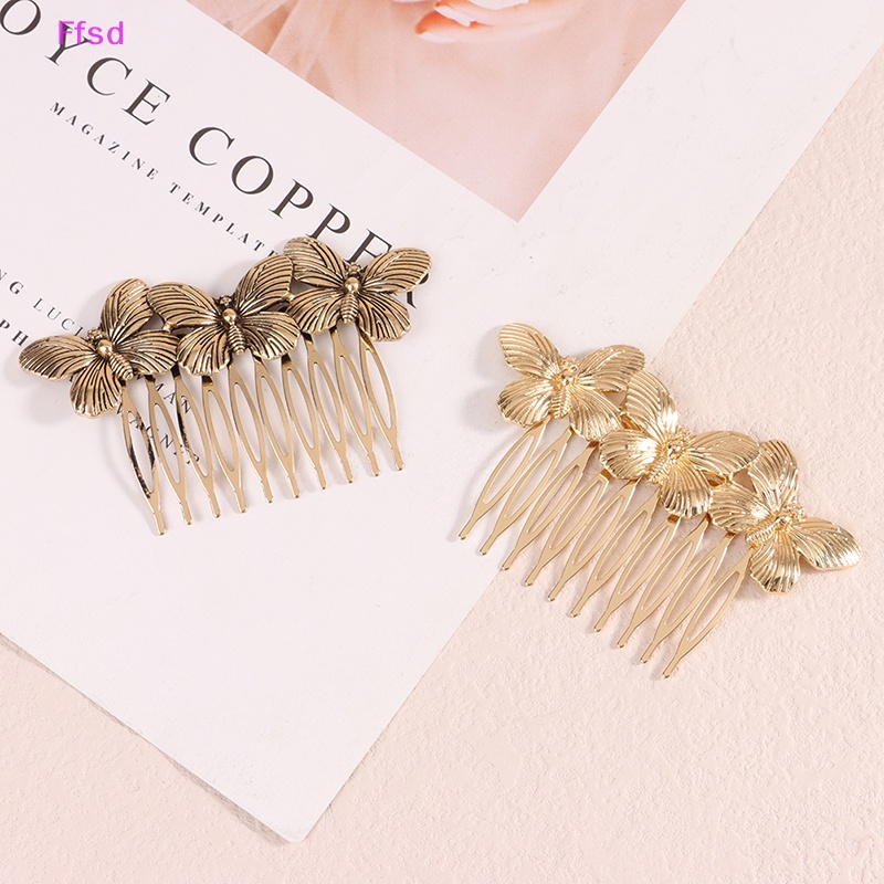 {Ffsd} Lược Kẹp Tóc Kim Loại Hình Bướm Vintage Thanh Lịch Cho Nữ * Bán Chạy