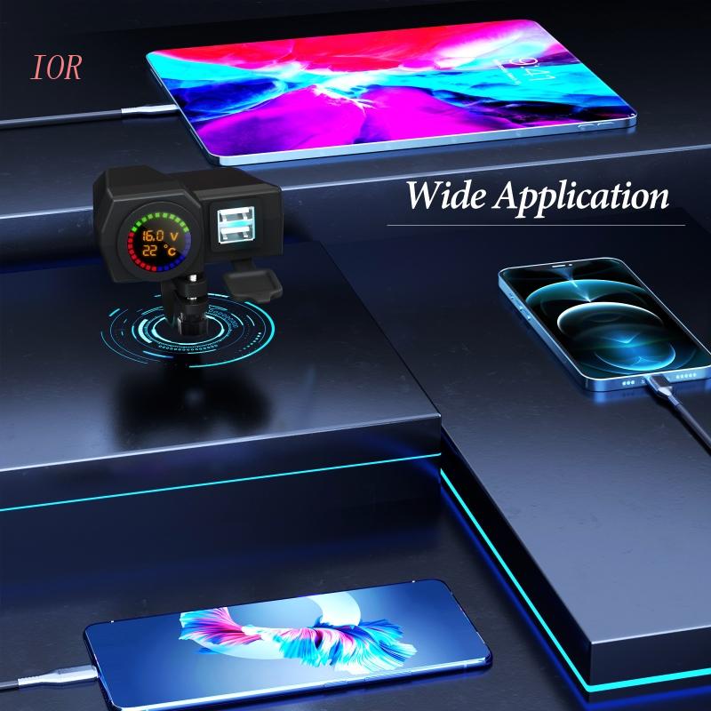 Bộ Chuyển Đổi Sạc Điện Áp Cổng USB Kép Hiển Thị Nhiệt Độ