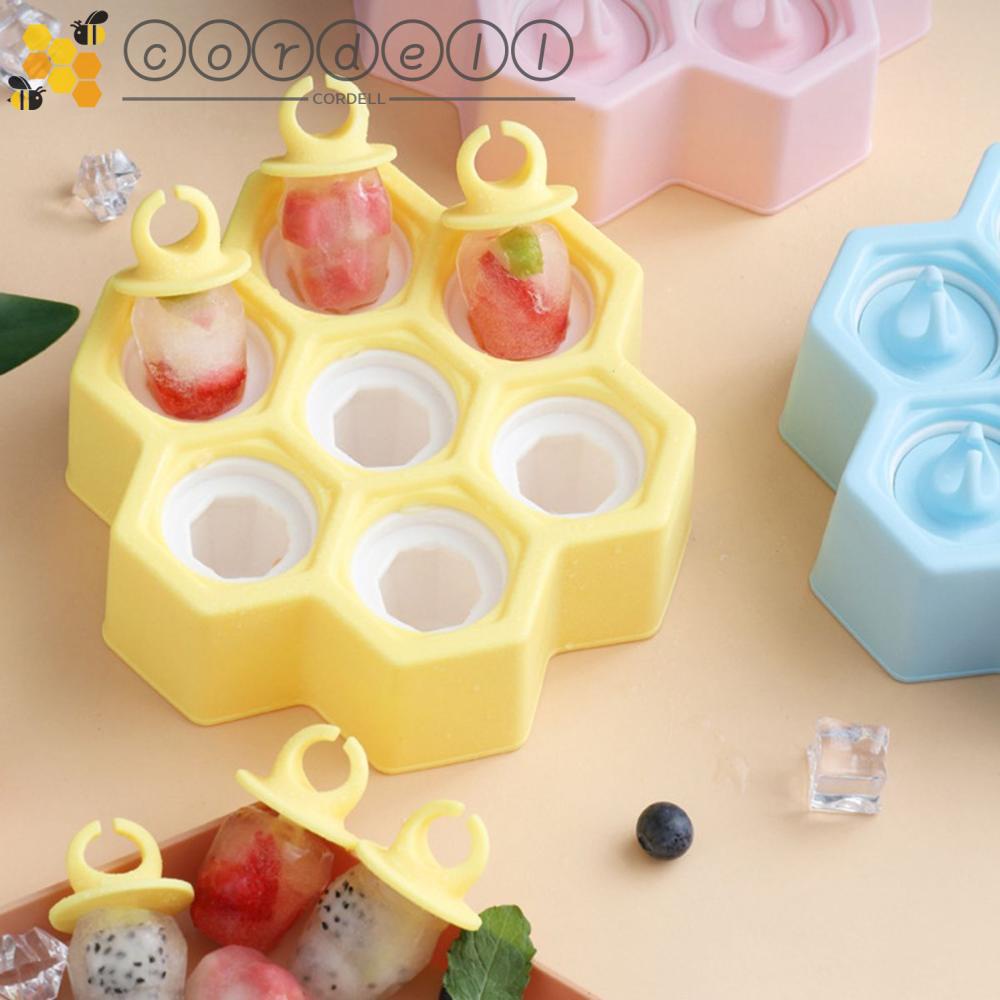 Khuôn Làm Kem Que 7 Ngăn Hình Tổ Ong Bằng Silicone