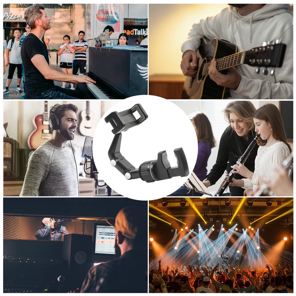 Giá Đỡ Điện Thoại / Mic / Đàn Guitar Đầu Xoay 360 Độ Kèm 10 Miếng Vải Lau Chùi