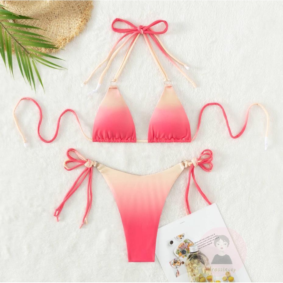 Bộ Bikini 2 Mảnh Màu Sắc Gradient Thời Trang Mùa Hè Cho Nữ
