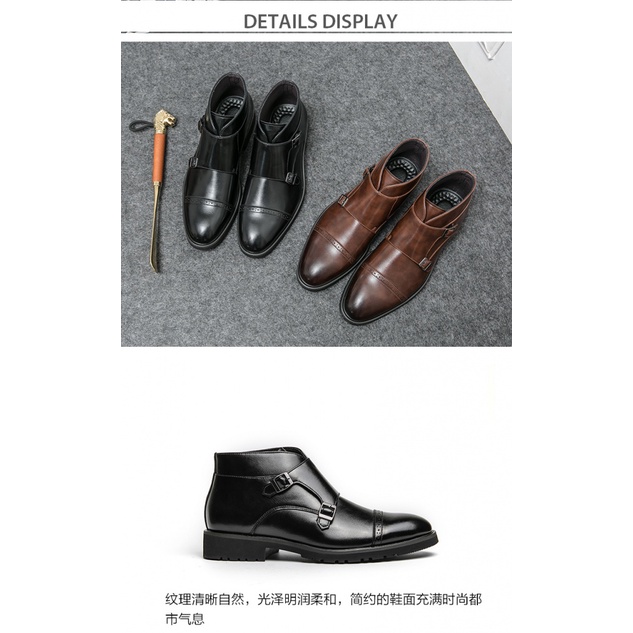 Giày bốt da nam mũi nhọn thoáng khí
