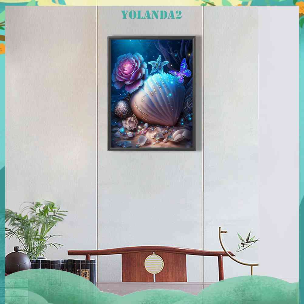 Bộ Tranh Đính Đá 5D Họa Tiết Vỏ Sò Độc Đáo DIY Dùng Trang Trí Nhà Cửa