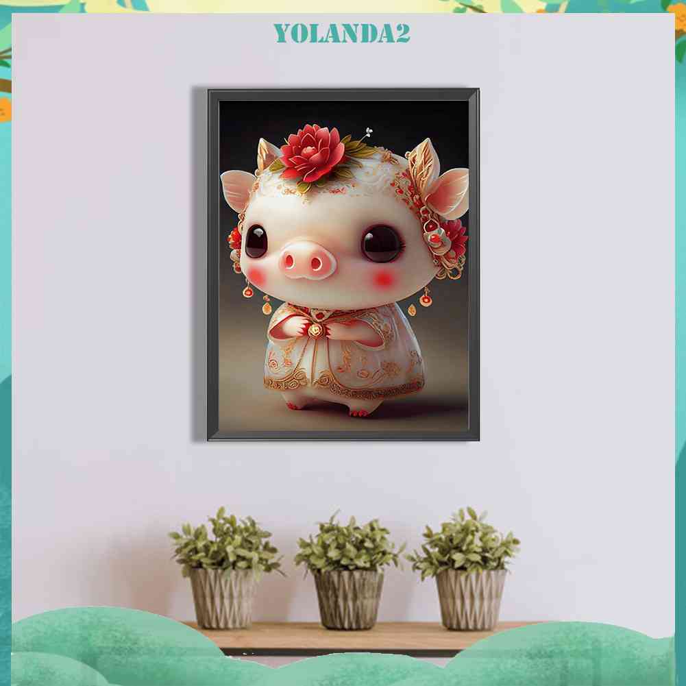 Tranh Đính Đá Kim Cương Toàn Bộ 5D DIY Hình Vẽ Heo