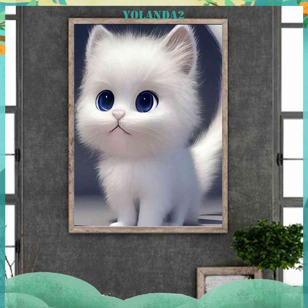 Tranh Đính Đá Kim Cương Toàn Bộ 5D DIY Hình Vẽ Mèo Trang Trí Nhà Cửa