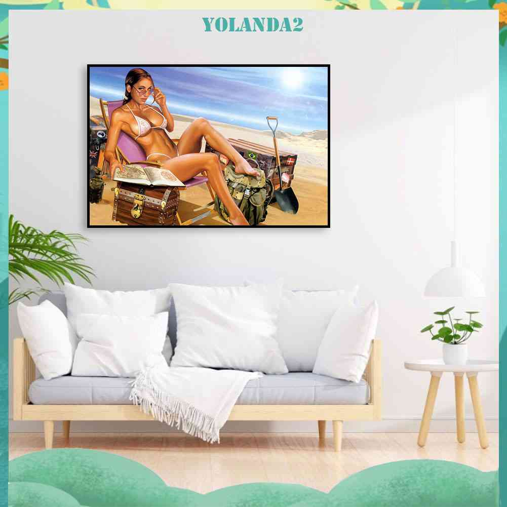 Tranh Đính Đá Kim Cương Toàn Bộ 5D DIY Hình Vẽ Người Đẹp Trang Trí Nhà Cửa