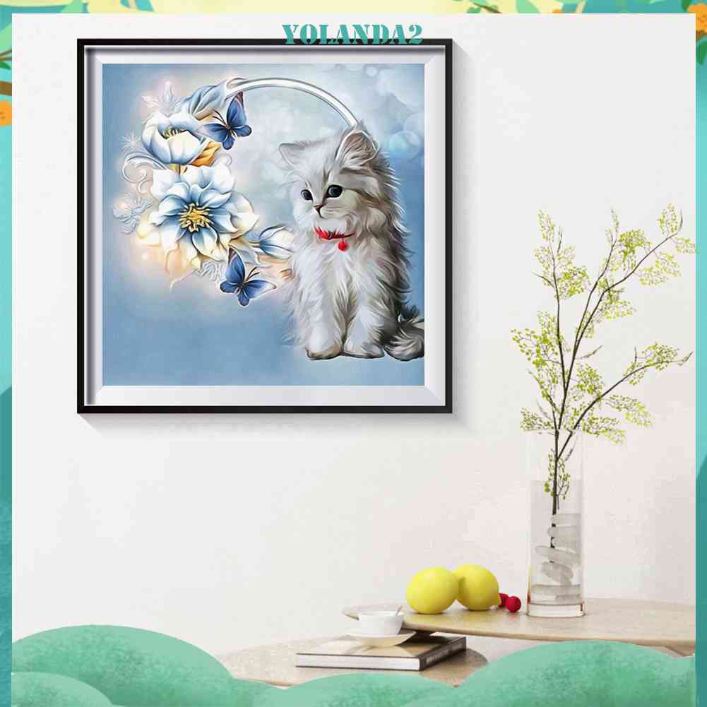 Tranh Đính Đá Kim Cương Toàn Bộ 5D DIY Hình Vẽ Mèo Ba Tư