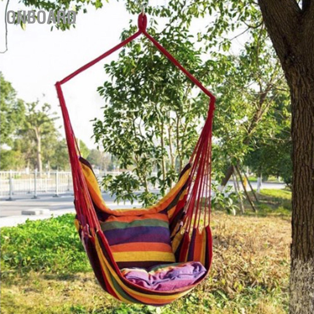 * Xích đu cho bé, ghế võng sân vườn, Ghế Võng Vải Di Động Thoải Mái Sọc Nhiều Màu Treo Dây Đu Cho Trong Nhà OnBoard K.